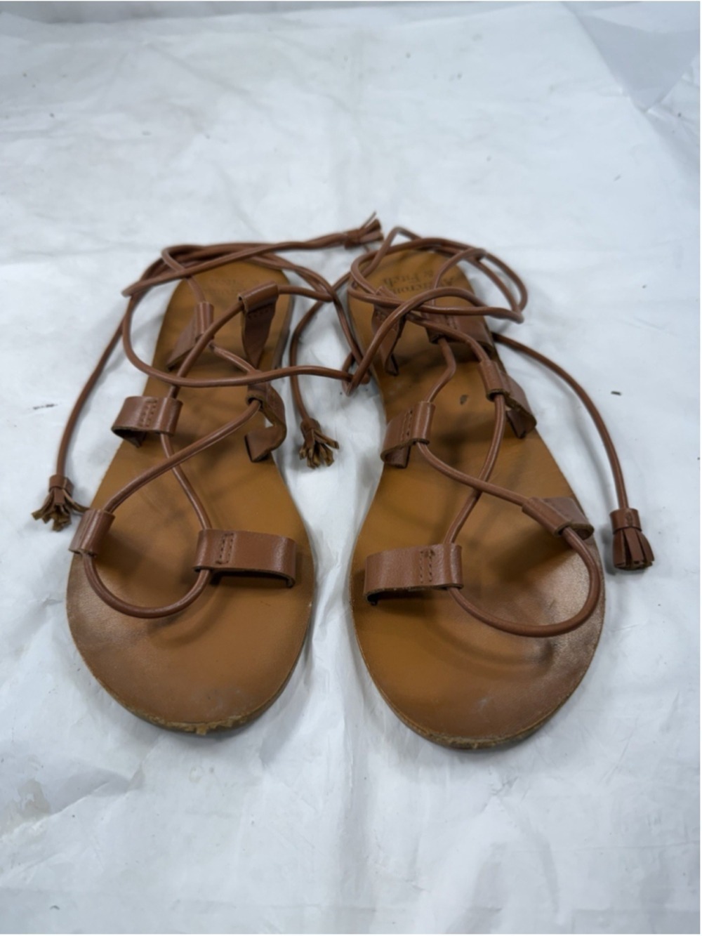 Abercrombie & Fitch Lace Up Gladiator Sandals size 6.5 Brown Strappy Cottagecore - Picture 15 of 15